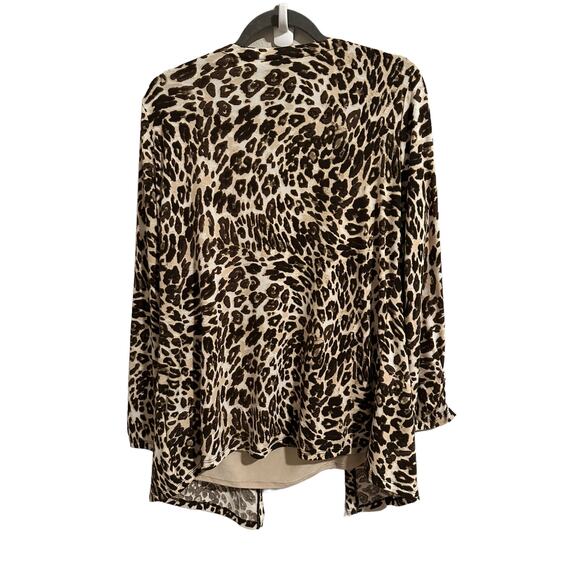 White Stagg Women’s Medium Leopard Print Brown and Tan Long Sleeve Blouse - Picture 8 of 14